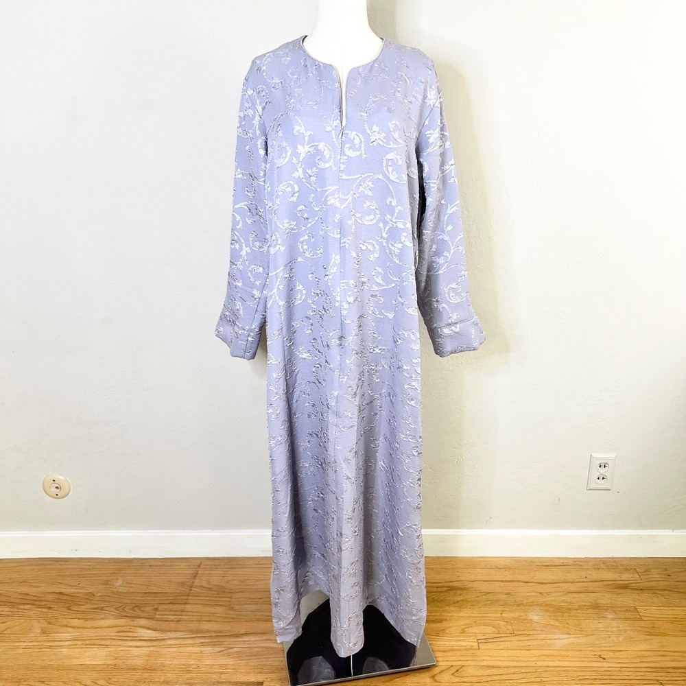 Oscar de la Renta Caftan‎ Maxi Gown Size Medium Lavender Floral Jacquard